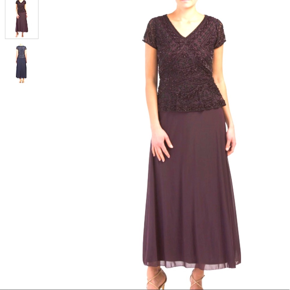 Pissarro Nights 10P Violet Mock Two Piece Beaded Gown